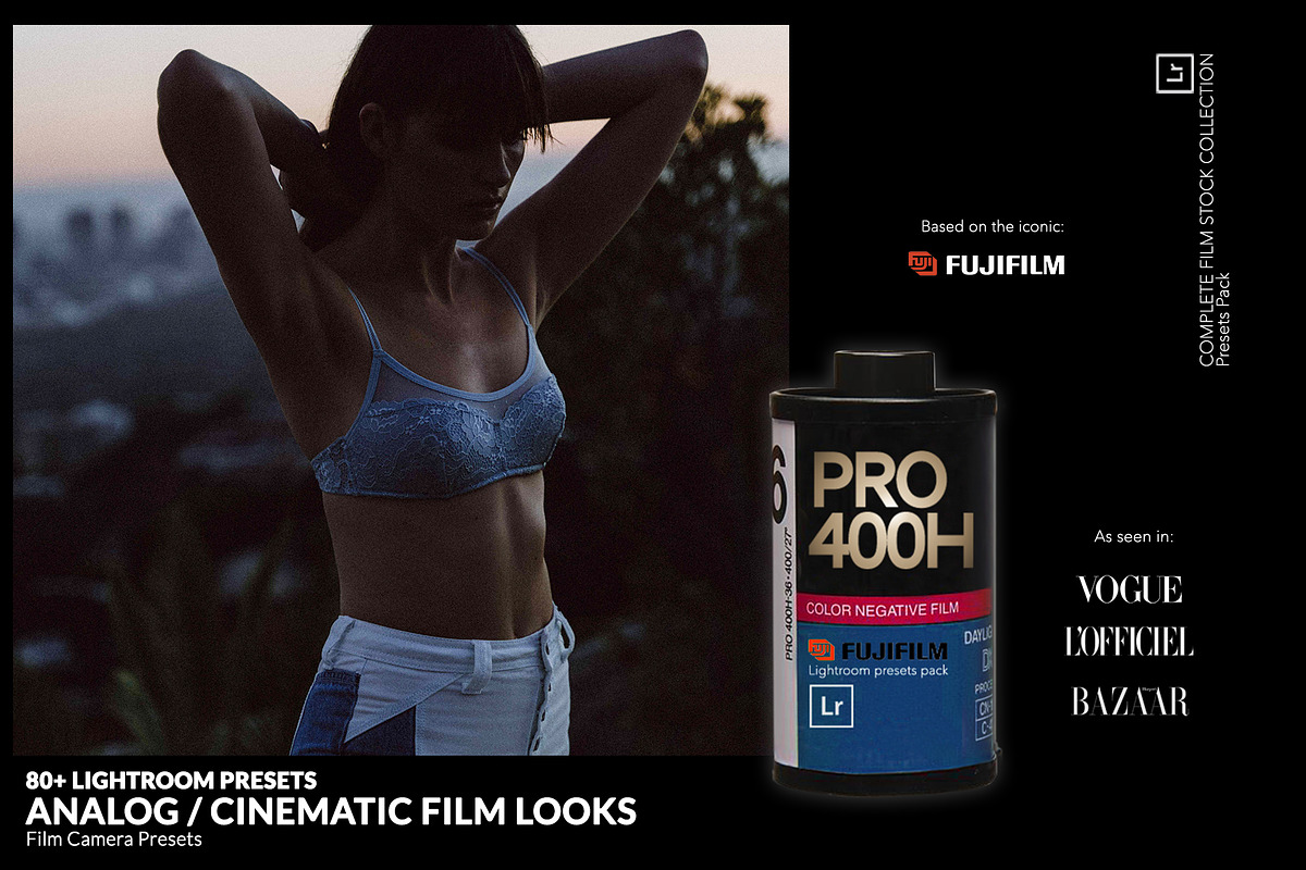 80+ Portrait Film Lightroom Presets., an Action Add-On by filmcamera_presets (Photo 1 of 7)