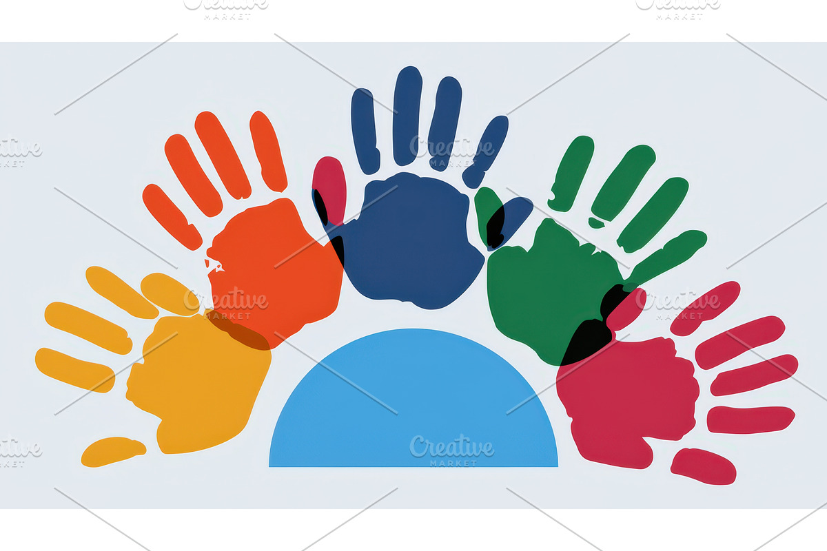 Colorful handprints in various, an Illustration by tilialucida