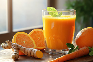 Invigorating orange juice blend with, a Food & Drink Photo by Pixeness Studio