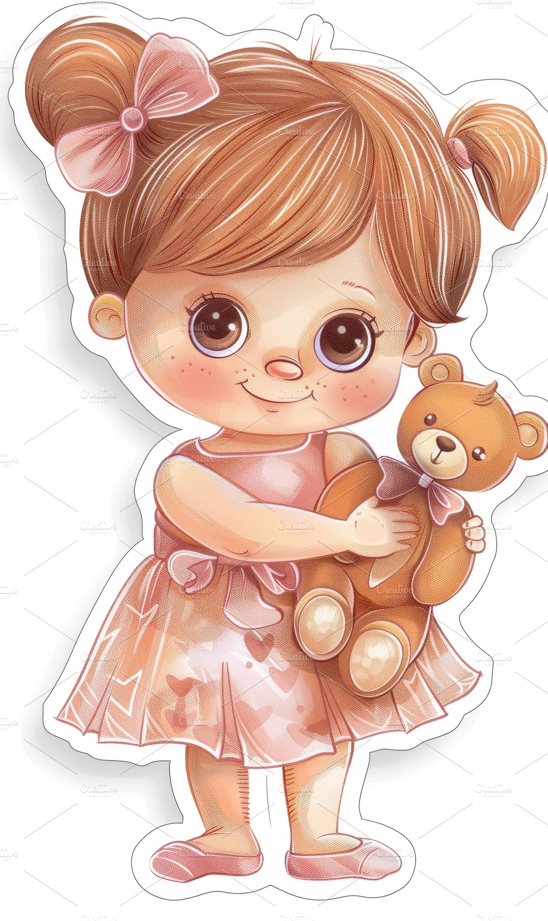 An adorable illustrated girl holding, a Photo by LOGOCREATIVE