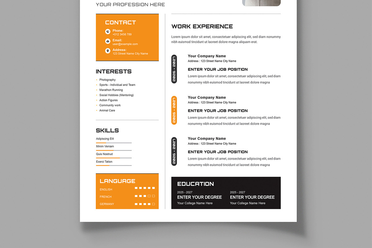 Resume Template, a Resume Template by MightyDesign (Photo 3 of 8)