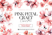 Watercolor Pink Flower Clipart, a Decorative Illustration by BrushstrokeArtGB (Thumbnail 1 of 9)