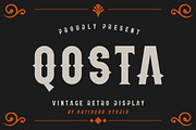 Qosta – Vintage Retro Display Font, a Blackletter Font by Artiveko (Thumbnail 1 of 7)