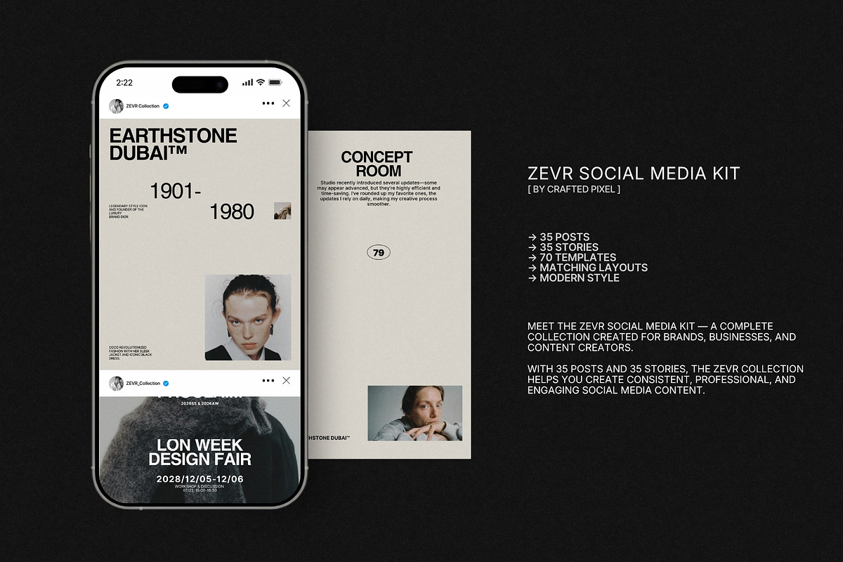 ZEVR | Instagram Post & Story (I), a Social Media Template by Crafted Pixel (Photo 2 of 10)