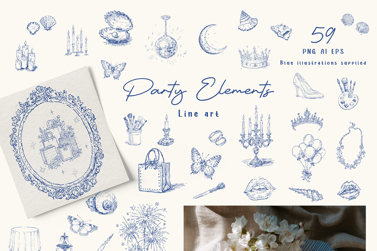 Besties Party Kit. Sketch Collection, a Decorative Illustration by Polli Deeva (Photo 11 of 14)