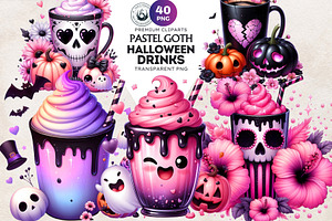 Pastel Goth Halloween Drinks PNG, a Seasonal Illustration by ThatsDesignArt