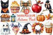 Halloween Autumn Plaid Clipart, an Illustration by Craft Nest (Thumbnail 1 of 6)