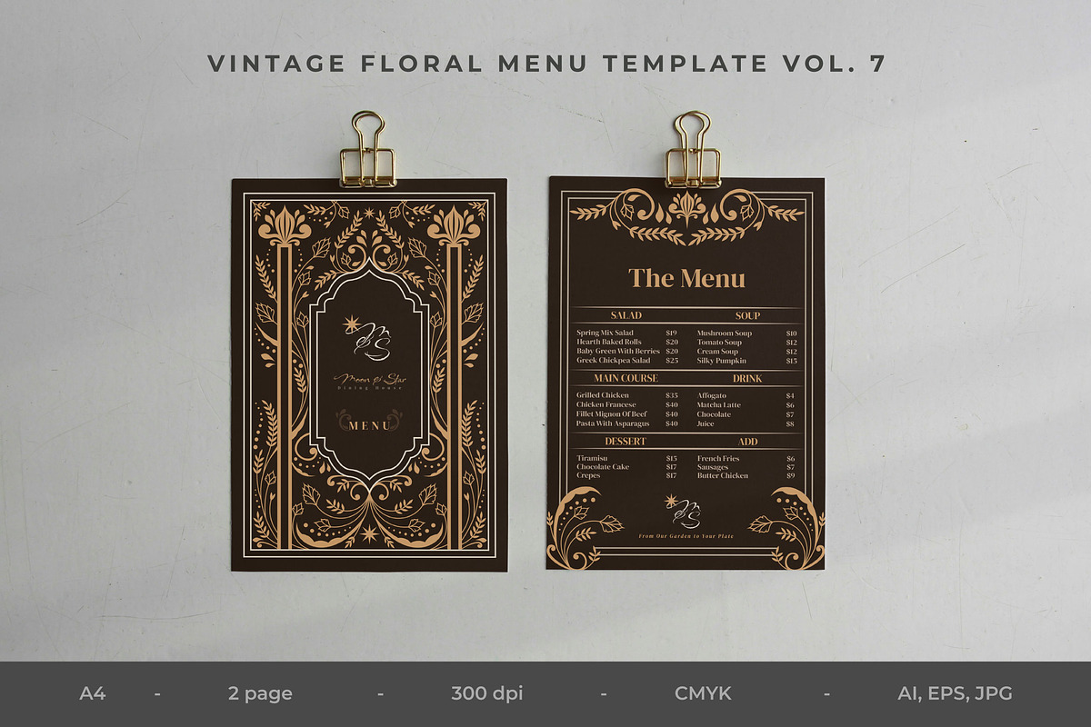 Vintage Floral Menu Vol.7, a Brochure Template by Bewalrus Studio (Photo 1 of 5)