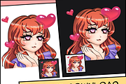 Red Long Hair Chibi Twitch Emotes, an Illustration by Custom Fonts & Patterns (Thumbnail 6 of 9)