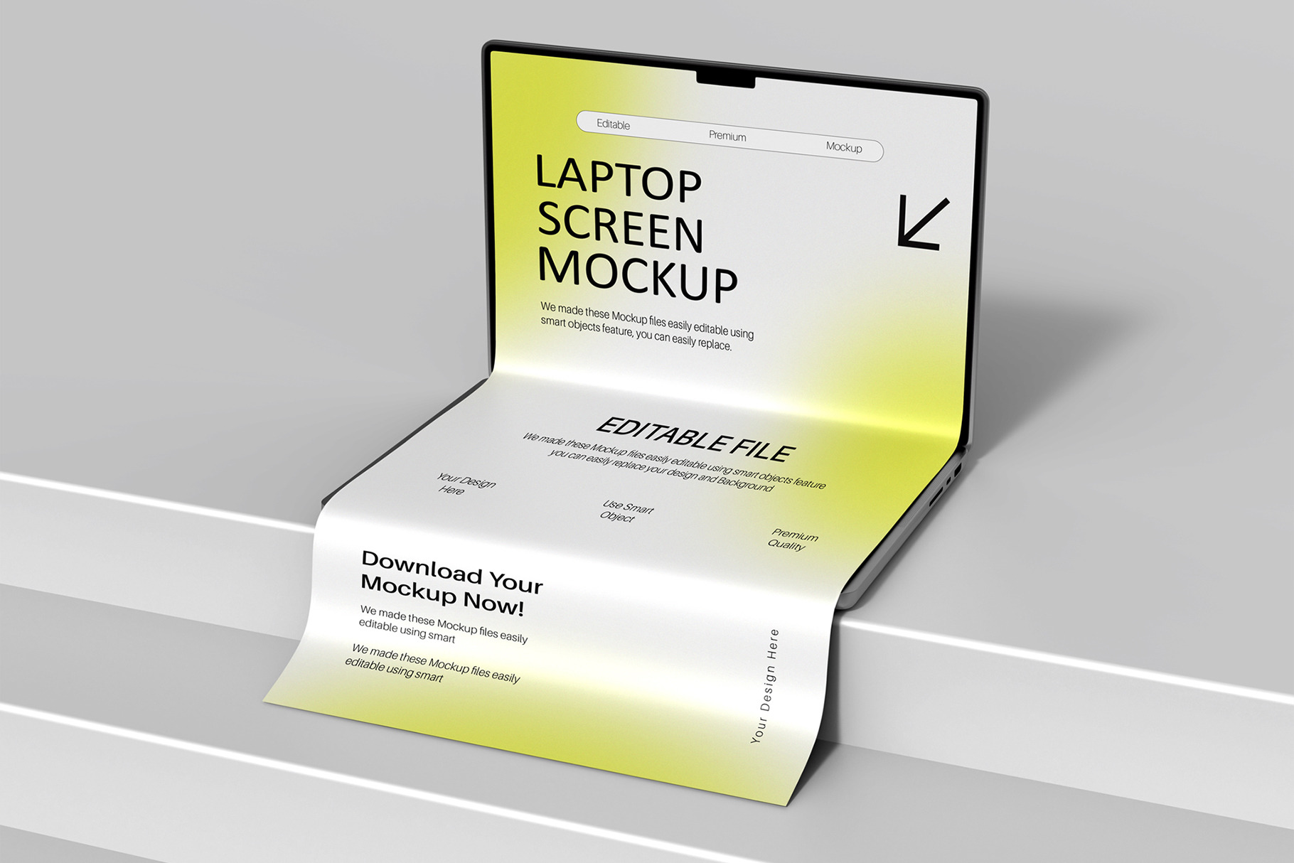 Editable Laptop Long screen Mockup