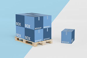 Pack 6 Cardboard boxes Mock up