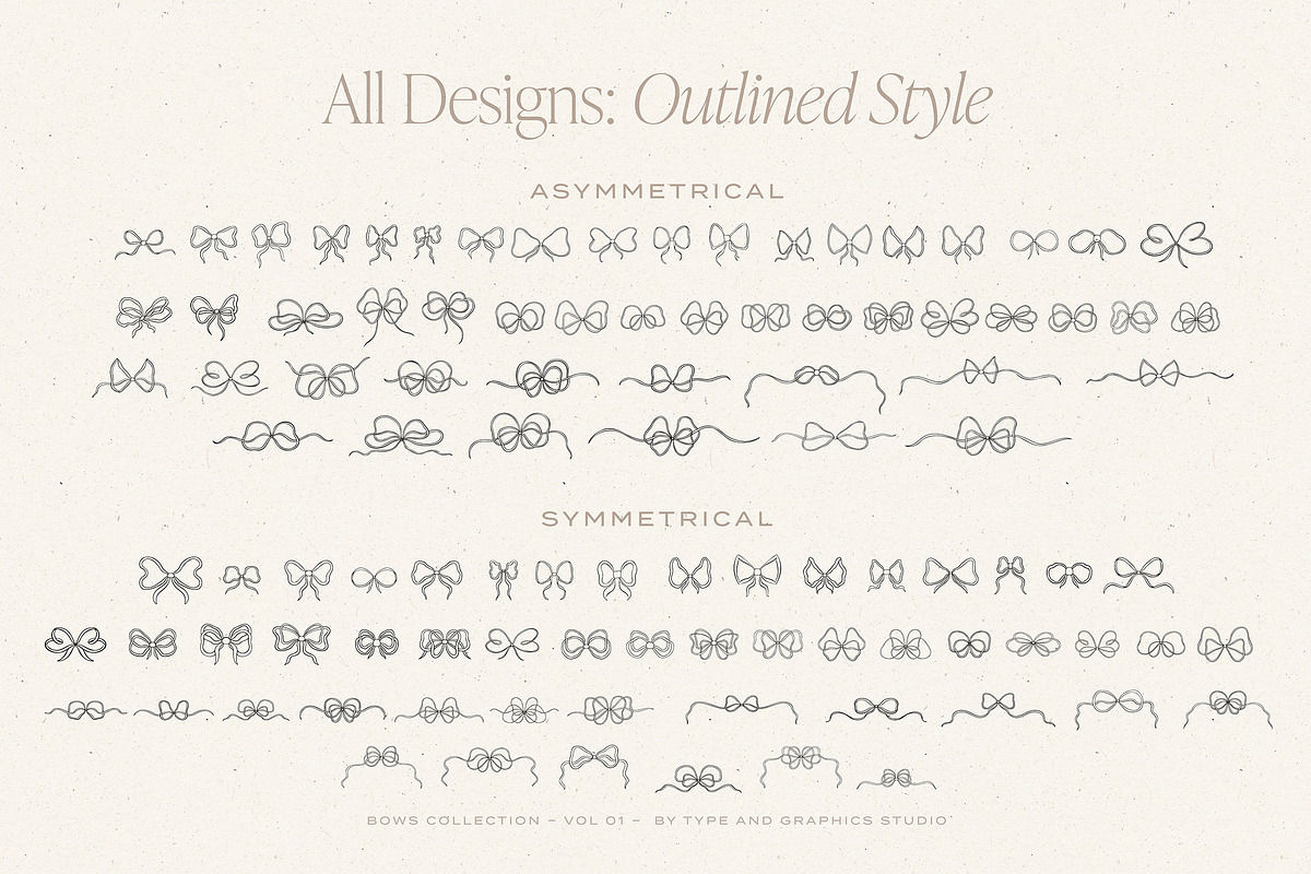 Hand-Drawn Bows Collection - Vol 01, an Object Graphic by Type and Graphics Studio (Photo 9 of 16)