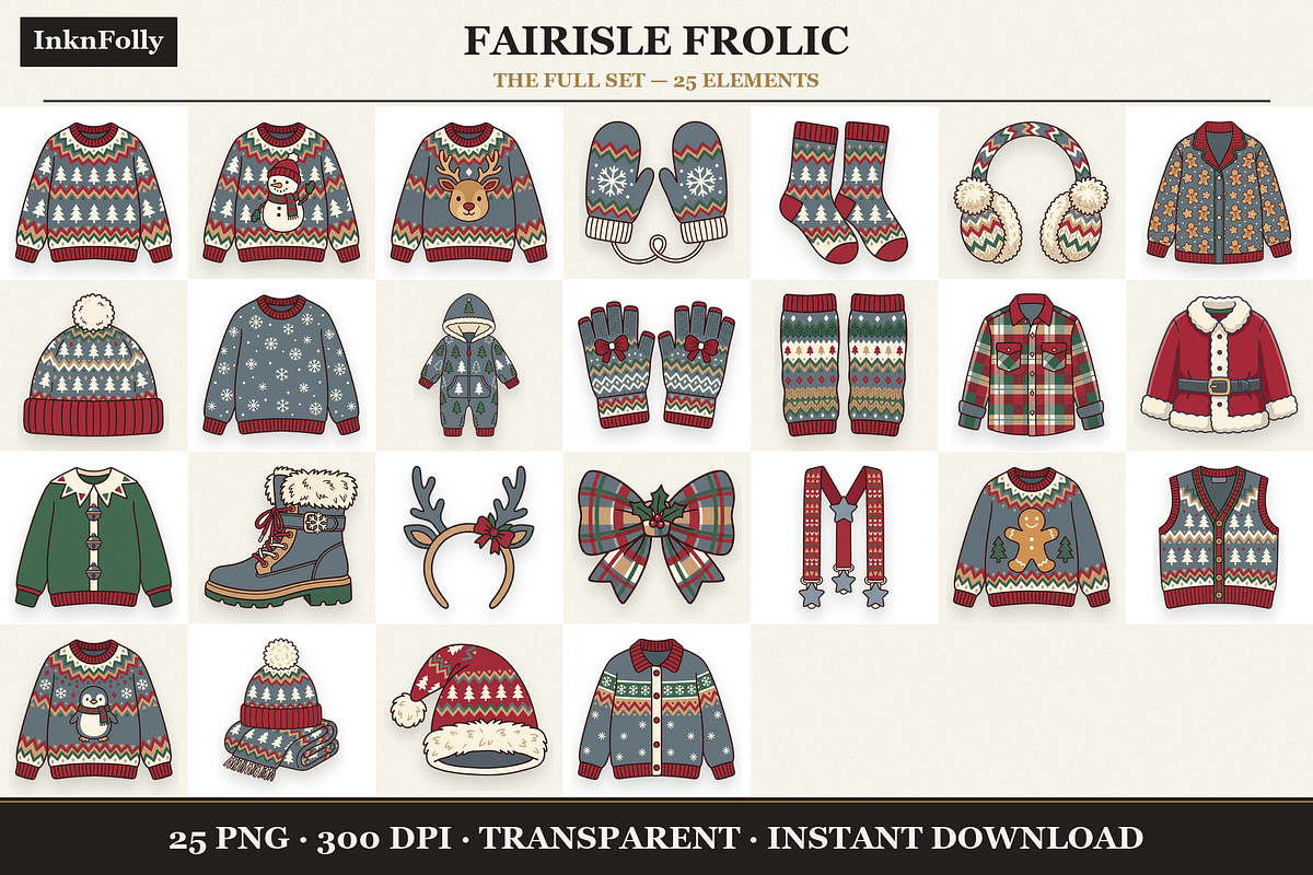 Christmas Sweater Clipart PNG, an Object Graphic by Inknfolly (Photo 3 of 5)