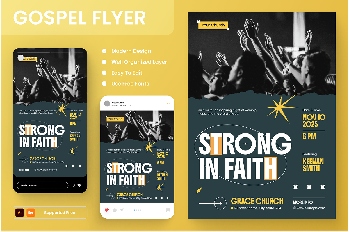 Inspirational Gospel Flyer Set, a Flyer Template by Annora Studio (Photo 1 of 6)