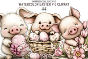 Watercolor Easter Pig Clipart, an Animal Illustration by designcity5 (Thumbnail 1 of 5)