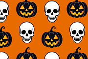 Halloween Skull and Pumpkin Pattern, a Seasonal Illustration by Sharon Schwalbe (Thumbnail 1 of 5)