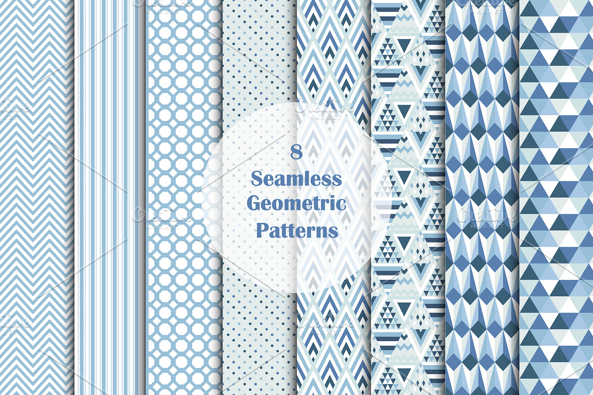 8 Seamless Geometric Vector Patterns, a Pattern Graphic by Alonka's Illustrations (Photo 1 of 4)