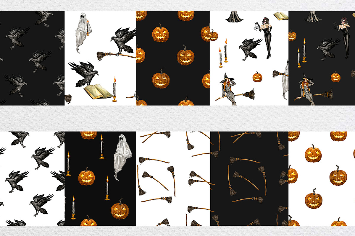 Watercolor Halloween Witch Broom Set, a Background Graphic by Fresh art by Larysa (Photo 4 of 6)