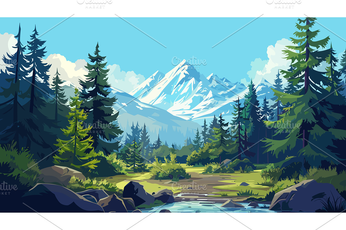 Endless Forests of Alaska Landscape, an Illustration by LadadikArt