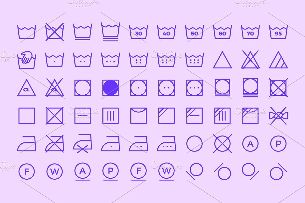Laundry Symbols | Line icons, an Outline Icon by Abstracto-Create (Photo 4 of 7)