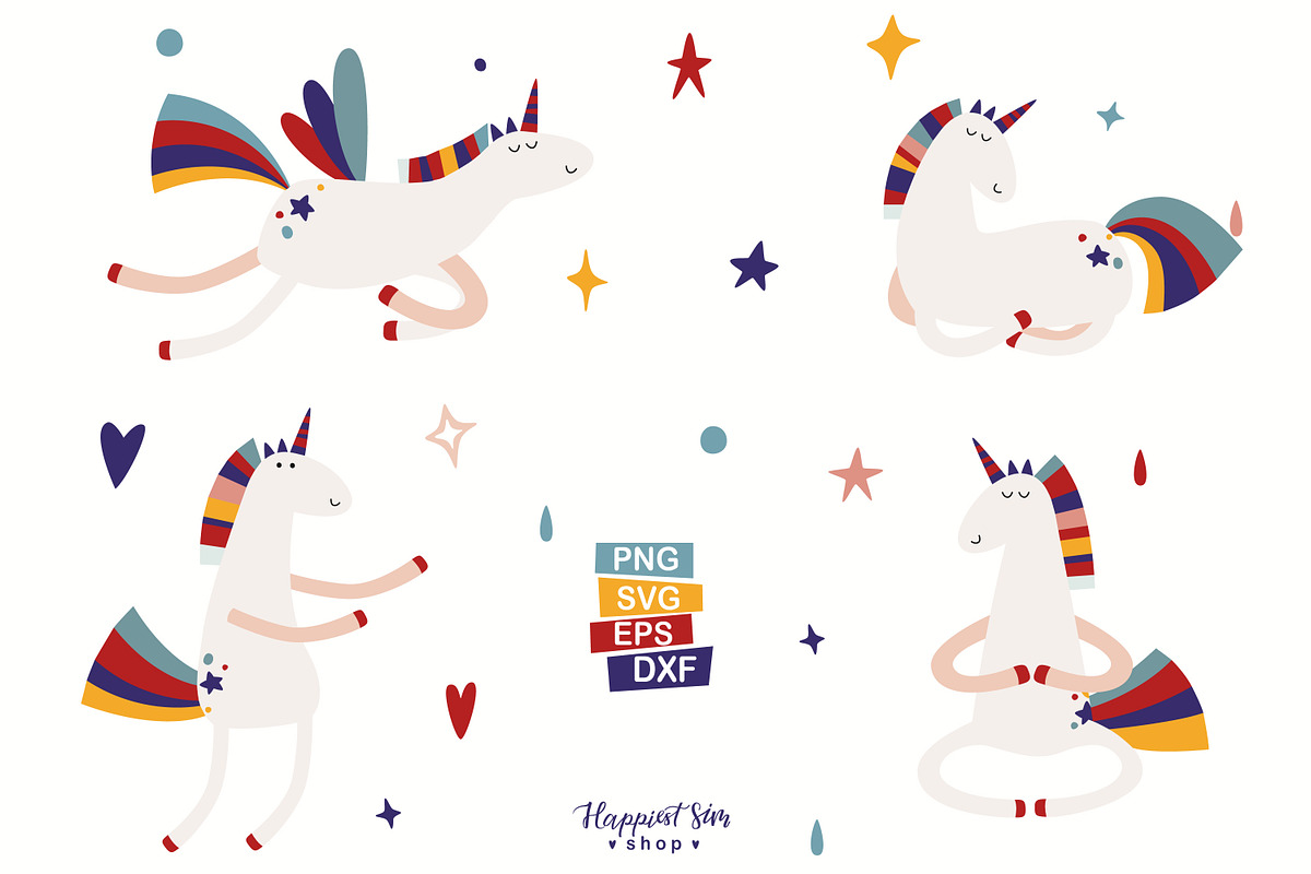 Unicorns and Rainbows Clipart, an Object Graphic by Happiestsim (Photo 3 of 4)