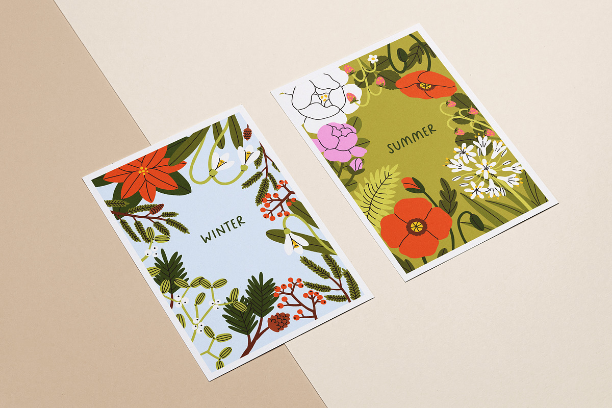 Flower posters, cards for 4 seasons, a Background Graphic by Good Studio (Photo 8 of 9)