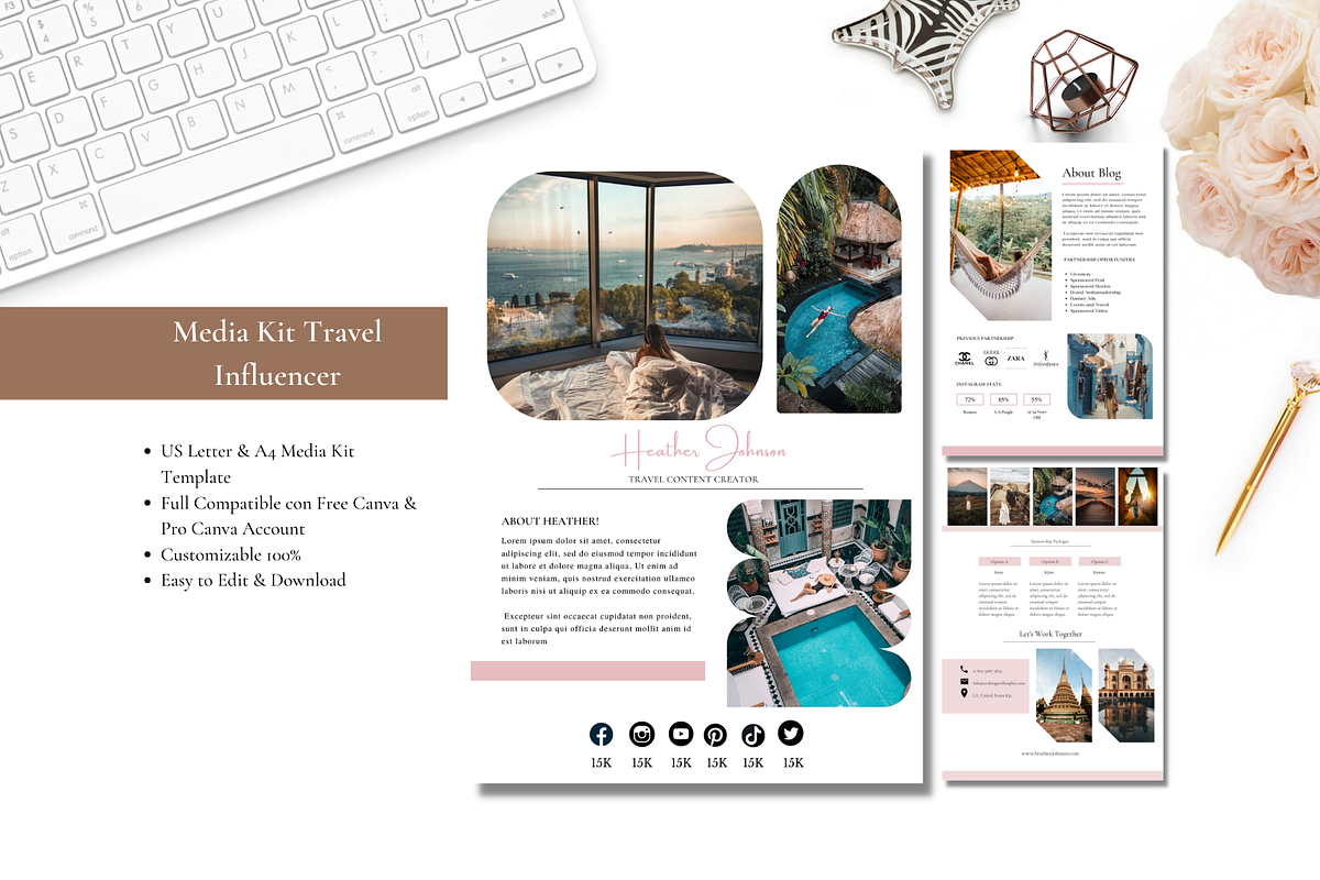 Travel Media Kit Canva Template, a Resume Template by Bonita Digital Design (Photo 2 of 5)