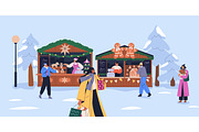 People at Christmas market, fair set, a Seasonal Illustration by Good Studio (Thumbnail 7 of 8)