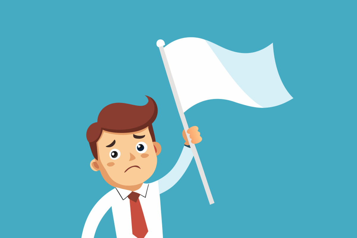 Sad businessman holding white flag, a Person Illustration by SouravDesign (Photo 1 of 3)