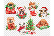 Christmas Puppies Clipart, a Seasonal Illustration by GlamArtZhanna (Thumbnail 6 of 6)