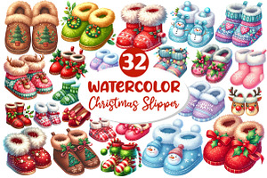 Christmas Slipper Clipart, an Illustration by Dream Creation