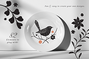 Birds & Blooms Vector Linocut Set, an Animal Illustration by rouxsupplyco (Thumbnail 2 of 15)