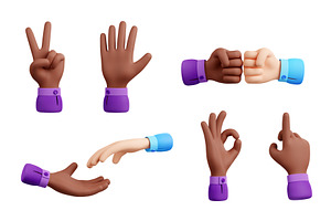 3D Illustration Multiethnic Hand