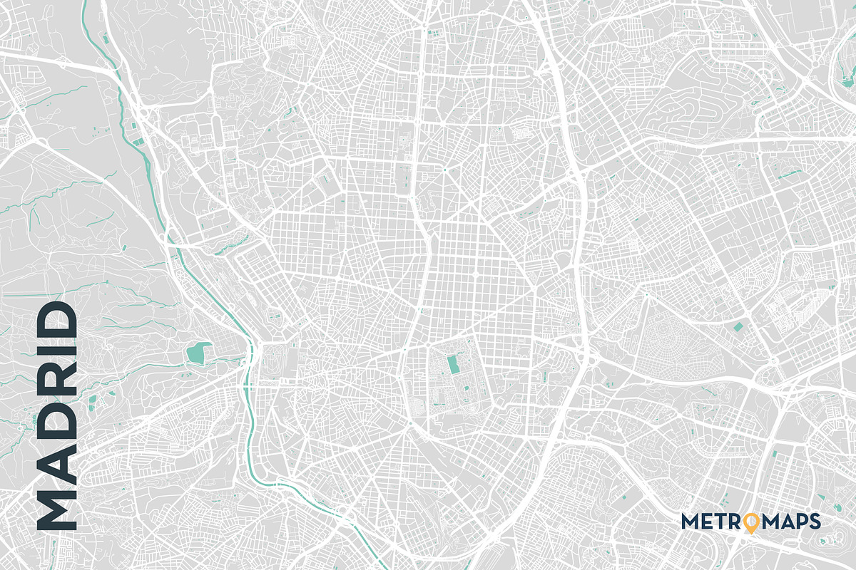 MAP SET - Pale / Turquoise - 15 Maps, a Graphic by MetroMaps (Photo 8 of 16)
