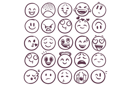 Doodle emoticons. Emoji with, a Person Illustration by YummyBuum