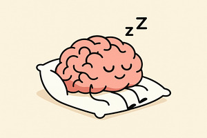 brain sleeping on pillow, generative AI, a Photo by Nito