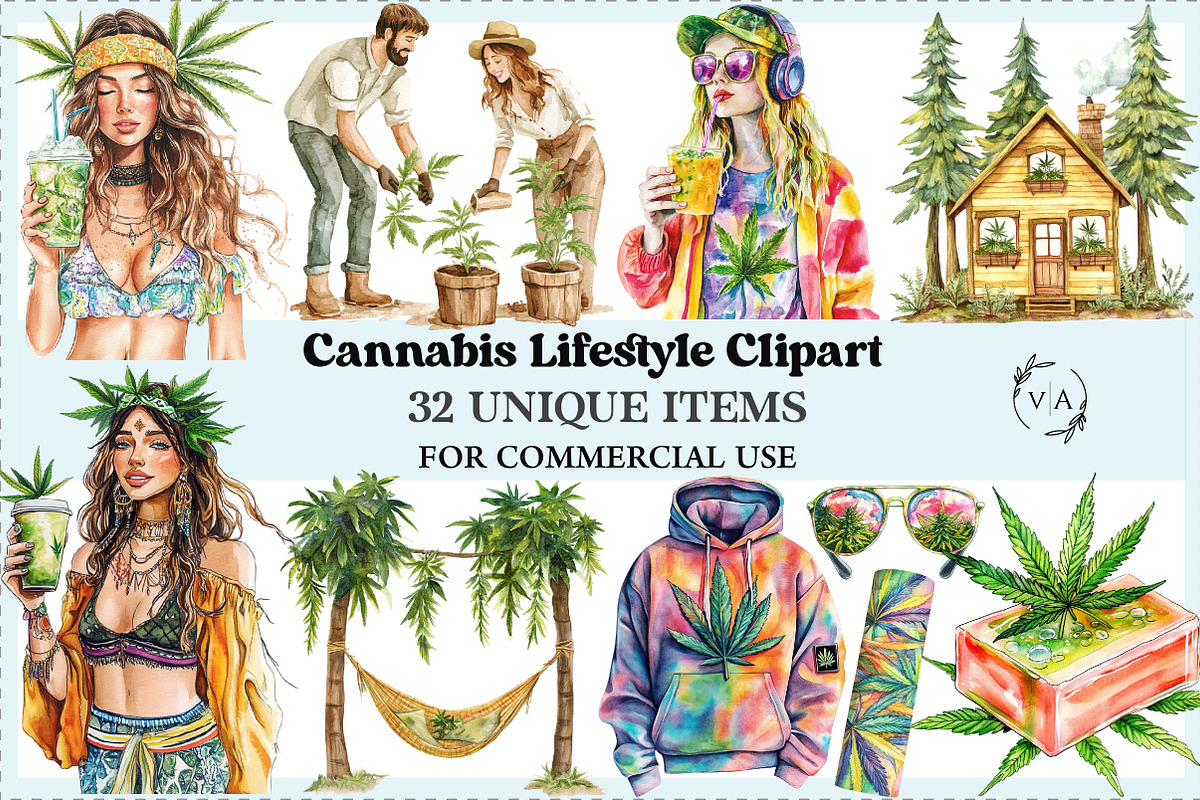 Cannabis Lifestyle Clipart Bundle, an Illustration by Craft Nest (Photo 1 of 5)