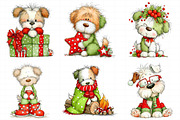 Whimsical Christmas Fluffy Dogs Clip, an Illustration by Daily.Designs (Thumbnail 7 of 8)