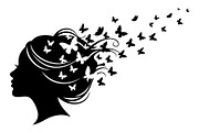 Woman Butterfly Hair Silhouette, an Object 3D Model by yasushie (Thumbnail 11 of 31)