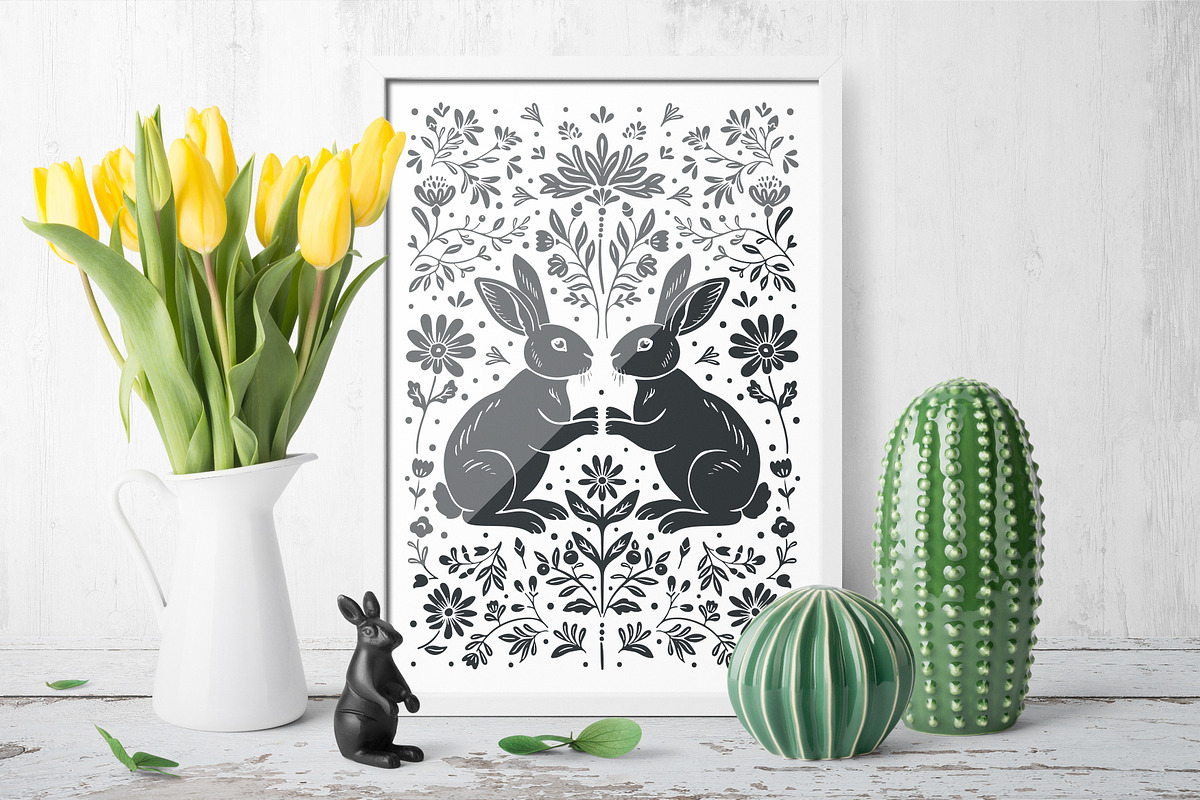 100 Folk Art vector linocut prints, an Object Graphic by DariSmartArt (Photo 12 of 16)