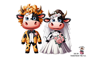 Cow Wedding Couple PNG Bundle, a Graphic by Clipart Bloom (Thumbnail 7 of 15)