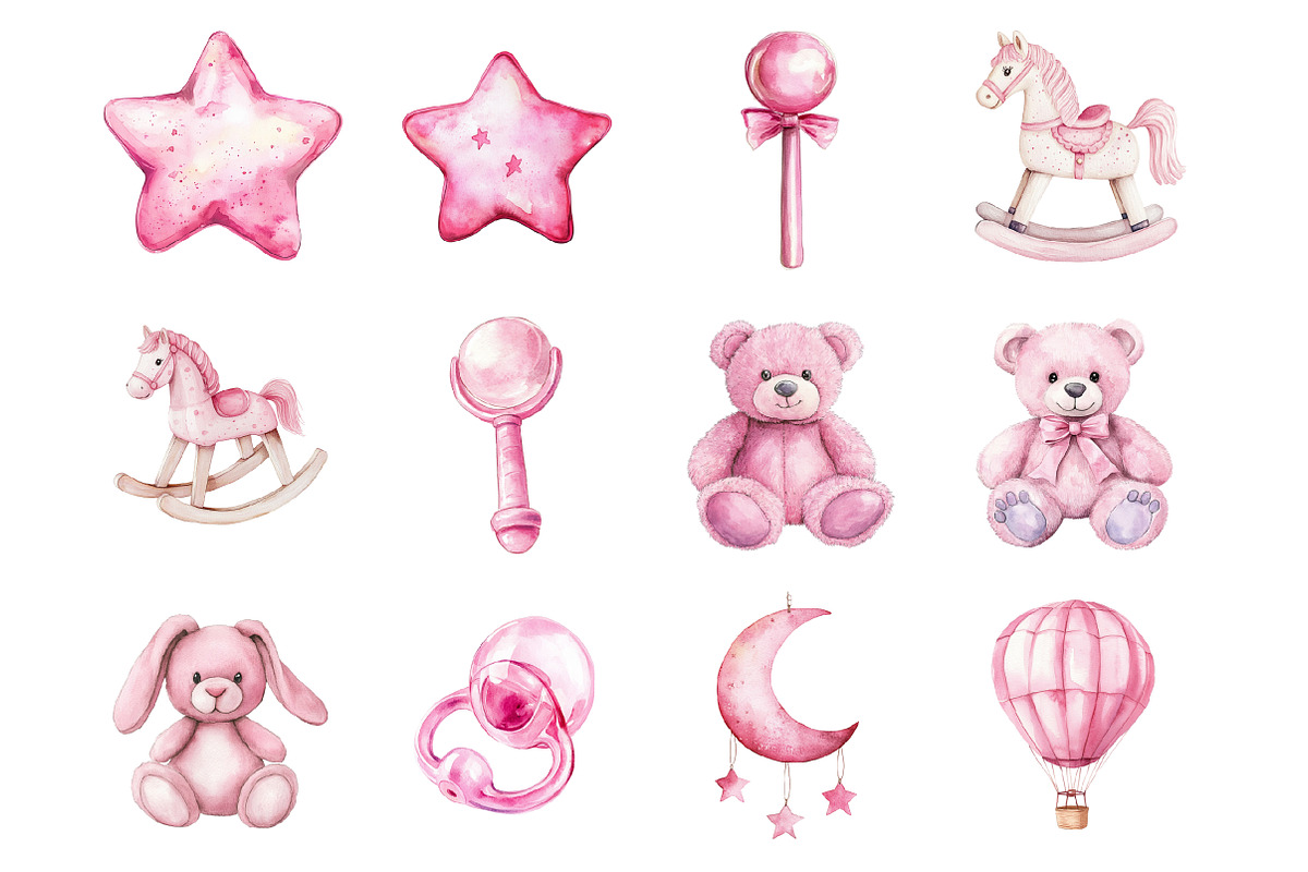 Pink Baby Girl Nursery Clipart, an Illustration by Design Market (Photo 2 of 3)