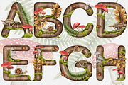 Wild Forest Alphabet Clipart set., a Decorative Illustration by Happy Sloth Graphics (Thumbnail 2 of 9)