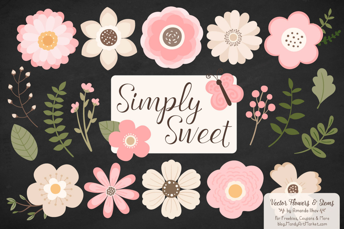 Soft Pink Flowers Clipart, an Illustration by Amanda Ilkov (Photo 2 of 4)
