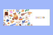 Cute kids toys set + backgrounds, an Object Illustration by PaperTrident (Thumbnail 6 of 12)
