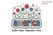 Patriotic 4th Of July Floral America, an Illustration by OK Design (Thumbnail 1 of 4)