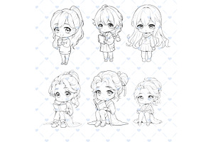 Procreate Chibi Girls Stamp Brushes