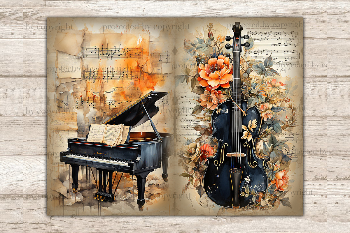 Musical Instruments Printable Paper, an Object Illustration by GlamArtZhanna (Photo 6 of 9)