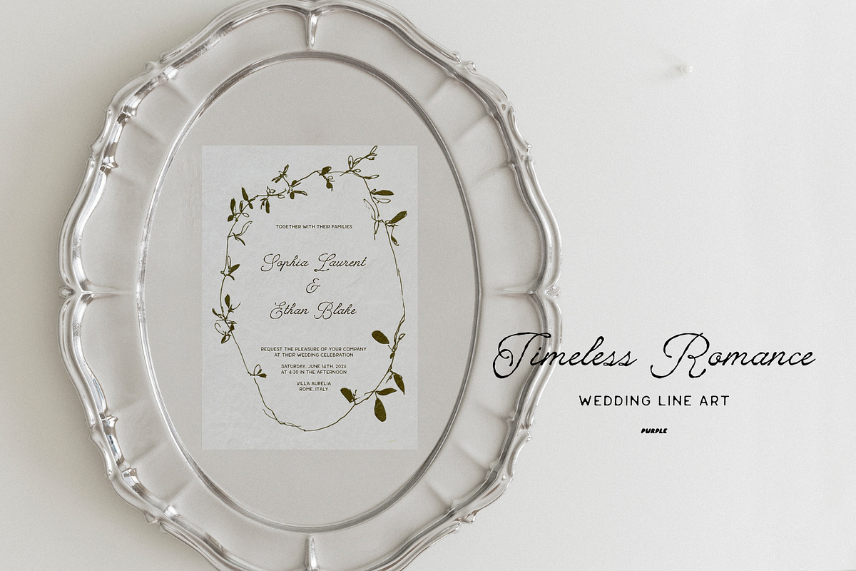 Timeless Romance: Wedding Line Art, a Decorative Illustration by Purple (Photo 13 of 13)