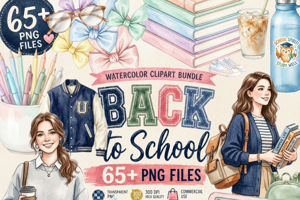 Back to School Aesthetic Clipart, a Seasonal Illustration by Tanya Kart (Photo 15 of 15)